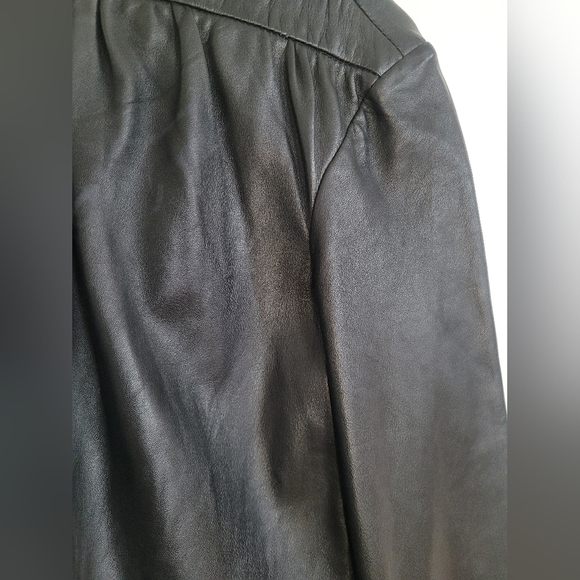 Elegant Black One-Shoulder Leather Dress - Picture 8 of 8